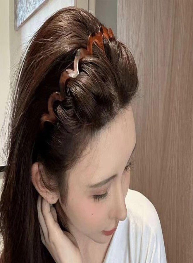 Spenlly 2Pcs Zig Zag Headbands for Women Girls, Plastic Shark Tooth Hair Comb Fashion Non Slip Teeth Hair Accessories (Black Brown, One Size) - Image 3
