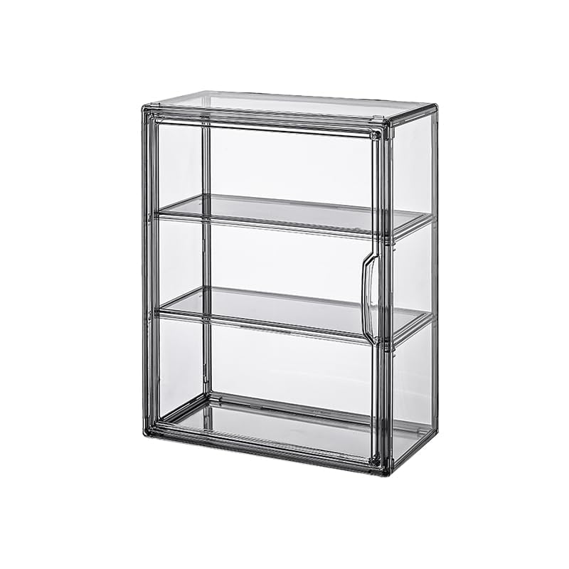 BOHOIDEE 3 Tiers Acrylic Display Case with 2 Division Boards, Acrylic Storage Organizers Box with Magnetic Door, Wall-Mounted Dustproof Showcase for Makeups, Purses, Figure - Image 1
