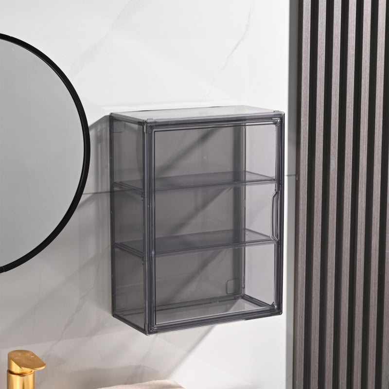 BOHOIDEE 3 Tiers Acrylic Display Case with 2 Division Boards, Acrylic Storage Organizers Box with Magnetic Door, Wall-Mounted Dustproof Showcase for Makeups, Purses, Figure - Image 2