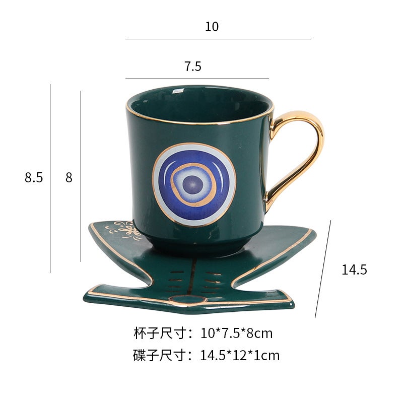 Turkish INS Style Ceramic Cup Set for Afternoon TeaEye type B Green (clothes dish) Eye type B Green (clothes dish)