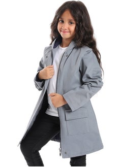 Andora Long Grey Long Sleeved Coat_Grey  - Image 2