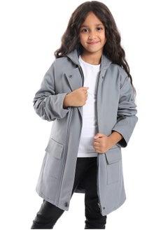 Andora Long Grey Long Sleeved Coat_Grey  - Image 5