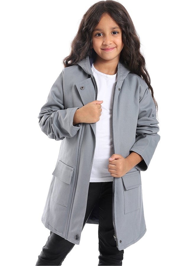 Andora Long Grey Long Sleeved Coat_Grey - Image 5