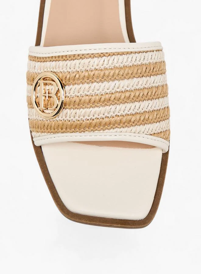 Flora Bella By Shoexpress BEIGE Flora Bella Textured Slip-On Flat Sandals With Metal Accent for Women | Best Price UAE