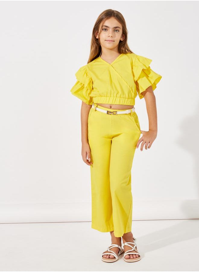 Styli - Layered Sleeve Crop Top & Wide Leg Pants Set - Image 1
