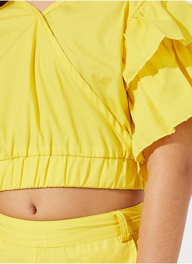 Styli - Layered Sleeve Crop Top & Wide Leg Pants Set - Image 1