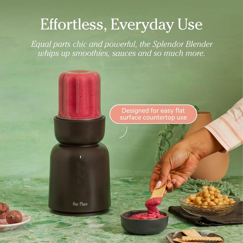 Our Place Splendor Blender - 1000W High-Power | Ultra-Sharp Blades | 2 Blending Modes | Includes 25 oz Personal Cup and Drinking Lid Set | Smoothies, Shakes & More | Blue Salt - Image 4