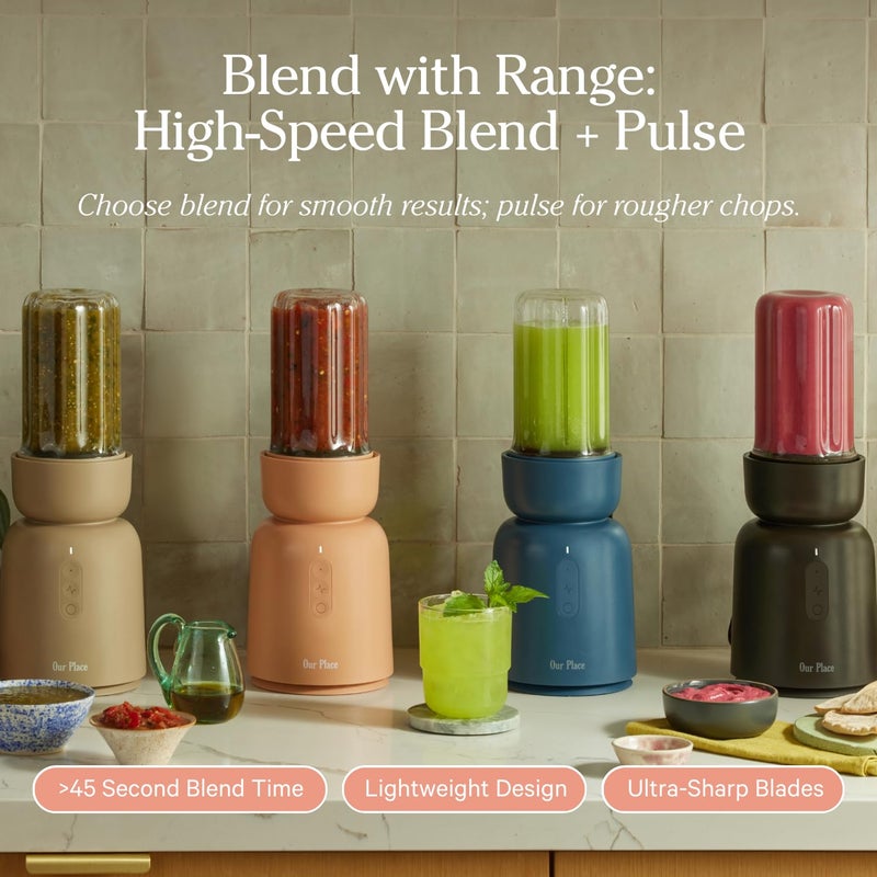 Our Place Splendor Blender - 1000W High-Power | Ultra-Sharp Blades | 2 Blending Modes | Includes 25 oz Personal Cup and Drinking Lid Set | Smoothies, Shakes & More | Blue Salt - Image 3