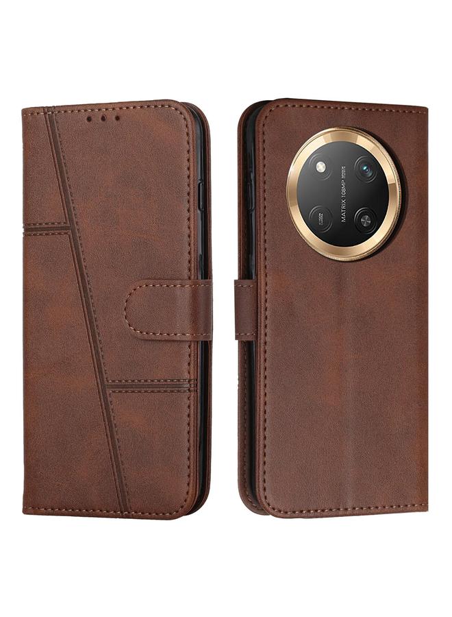 Zaboon Case For Honor X9c 5G Stitching Calf Texture Buckle Leather Phone Case - Image 1