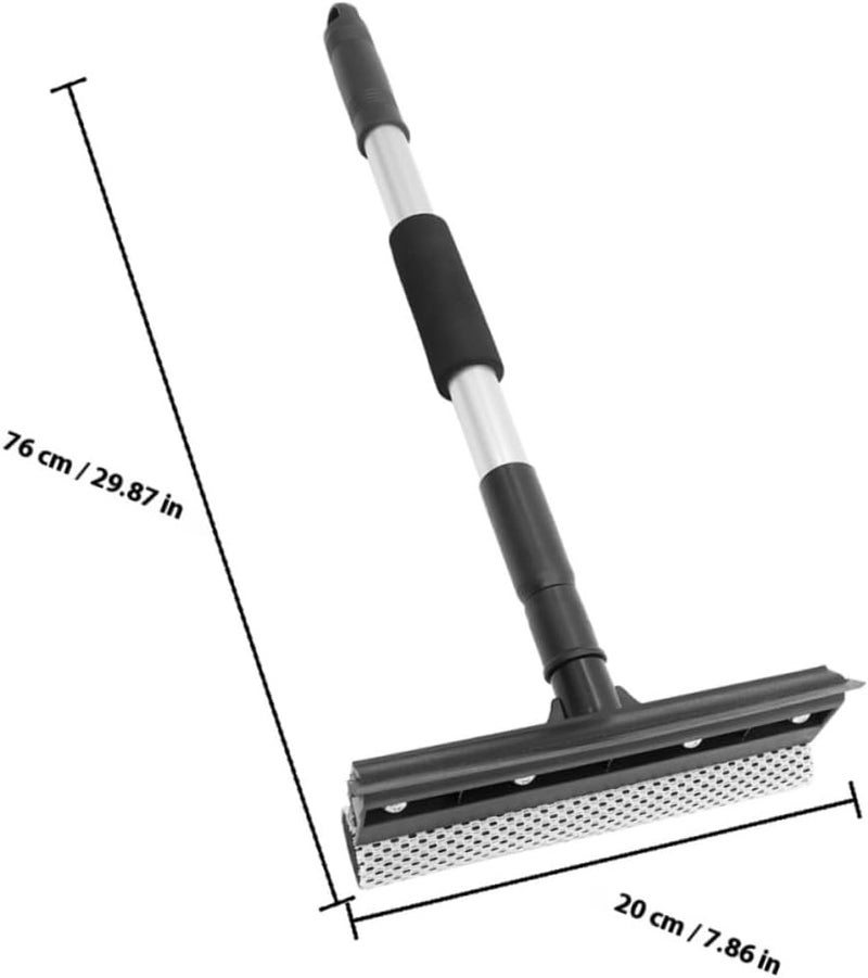 2 Pcs Telescopic Handle Window Squeegees with Dual-Sided Rubber Blade and Scrubber Sponge Windshield Cleaning Tools for Car Glass Indoor and Outdoor Window Style - Image 2