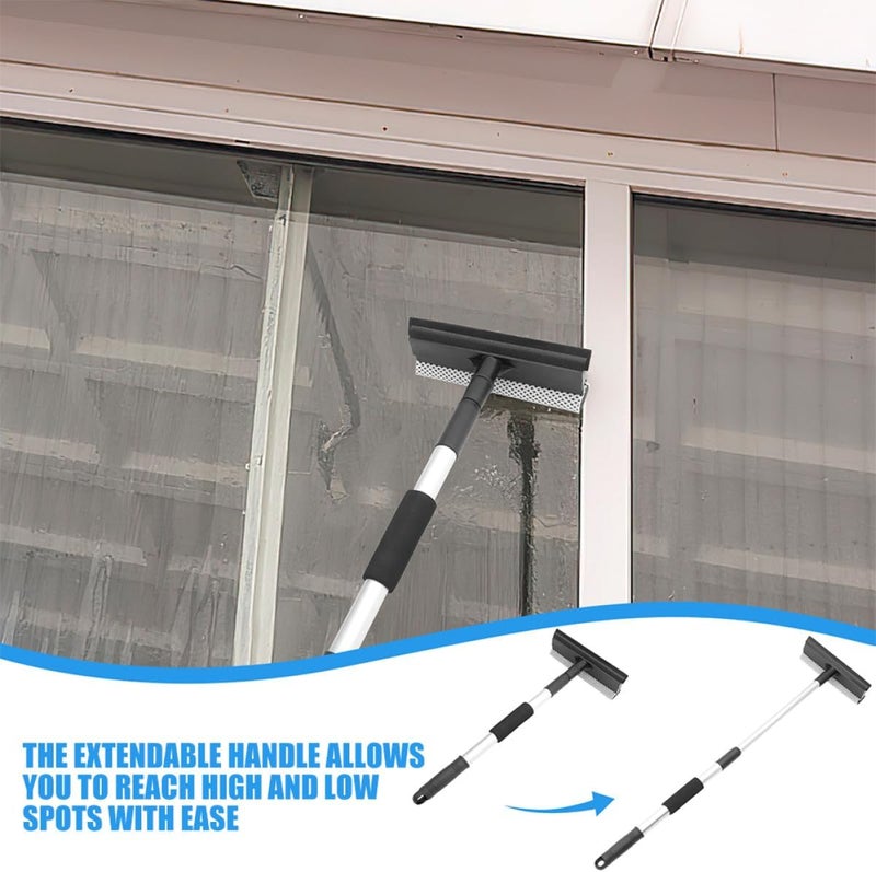 2 Pcs Telescopic Handle Window Squeegees with Dual-Sided Rubber Blade and Scrubber Sponge Windshield Cleaning Tools for Car Glass Indoor and Outdoor Window Style - Image 5