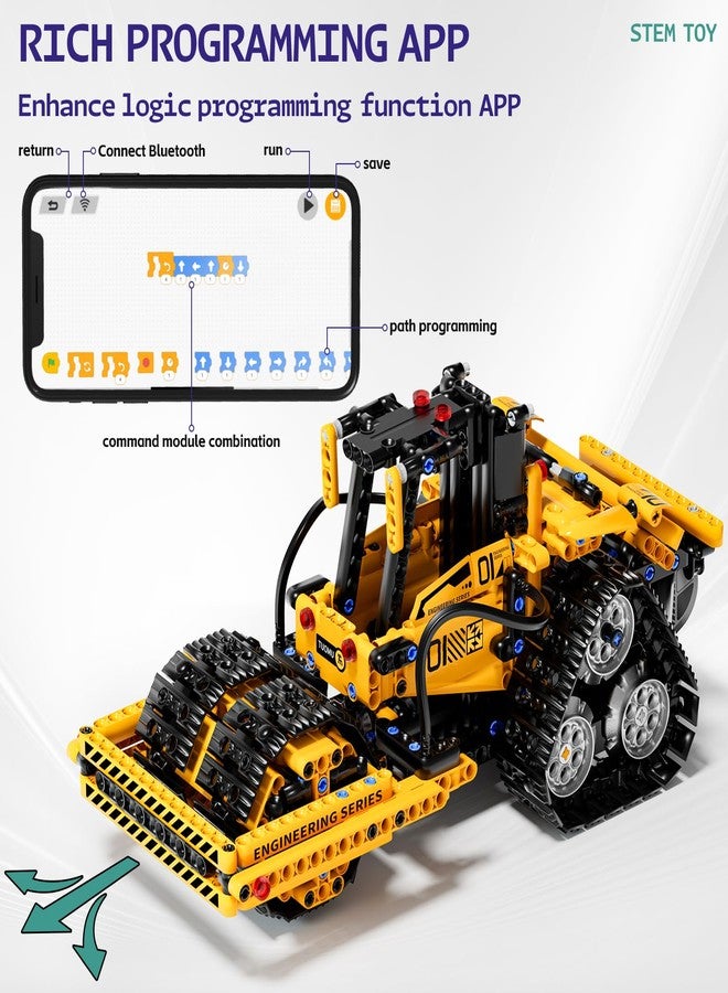 DOLIVE 5 in 1 STEM Building Block Set for Kids Ages 8-14, Remote Control and App Controlled Excavator/Crane/Truck/Bulldozer/Roller, Birthday Gift for 8 9 10 11 12+ Years Old - Image 3