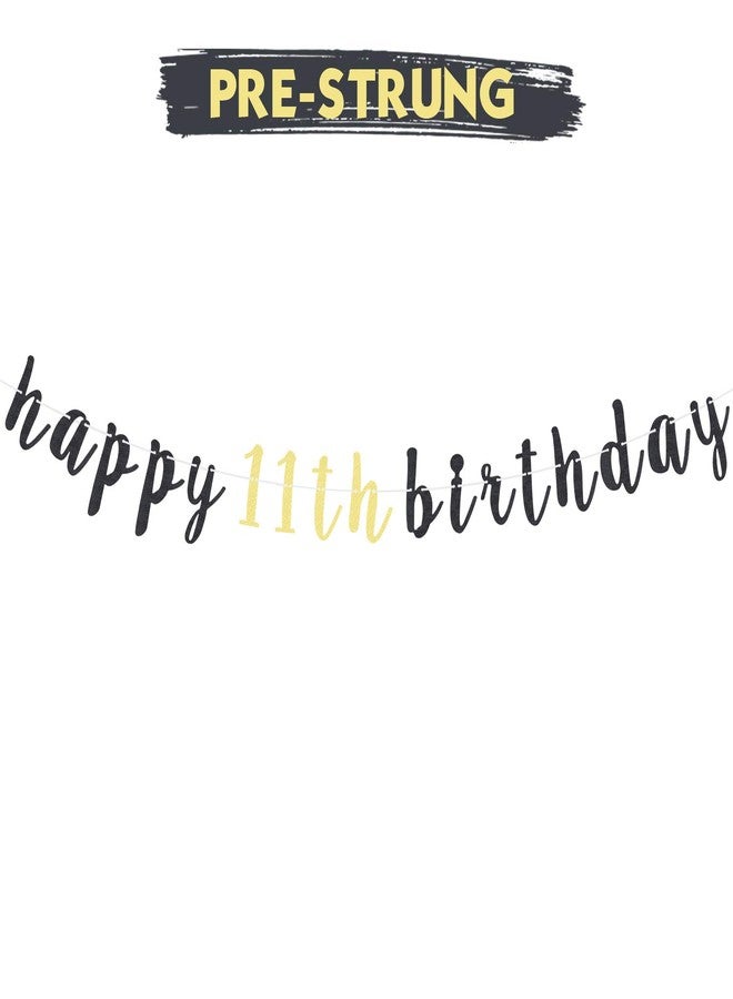 LINGTEER Happy 11th Birthday Party Decorations,11th Birthday Glitter Garland Banner - Cheers to Eleven Years Old Bday Party Backdrop Decoration Sign. - Image 1