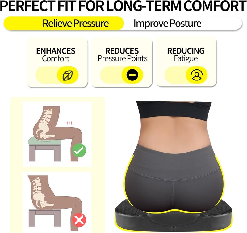 LARROUS Car Seat Cushion - Comfort Memory Foam Seat Cushion for Car Seat Driver, Tailbone (Coccyx) Pain Relief, Car Seat Cushions for Driving (Black) - Image 3
