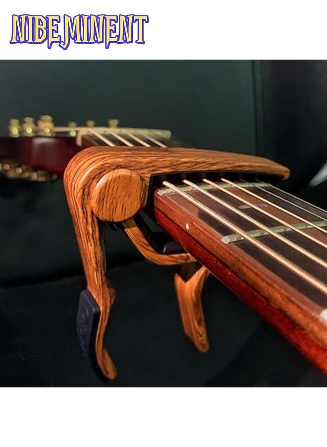 NIBEMINENT Guitar Capo for Acoustic and Electric Guitars - Rosewood Color with 5 Picks  - Image 5