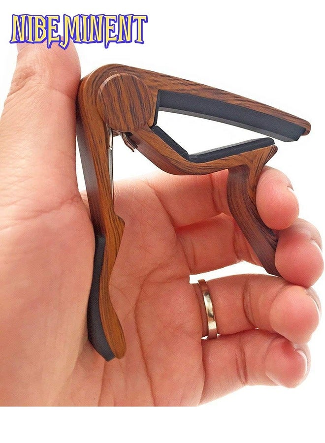 NIBEMINENT Guitar Capo for Acoustic and Electric Guitars - Rosewood Color with 5 Picks  - Image 3