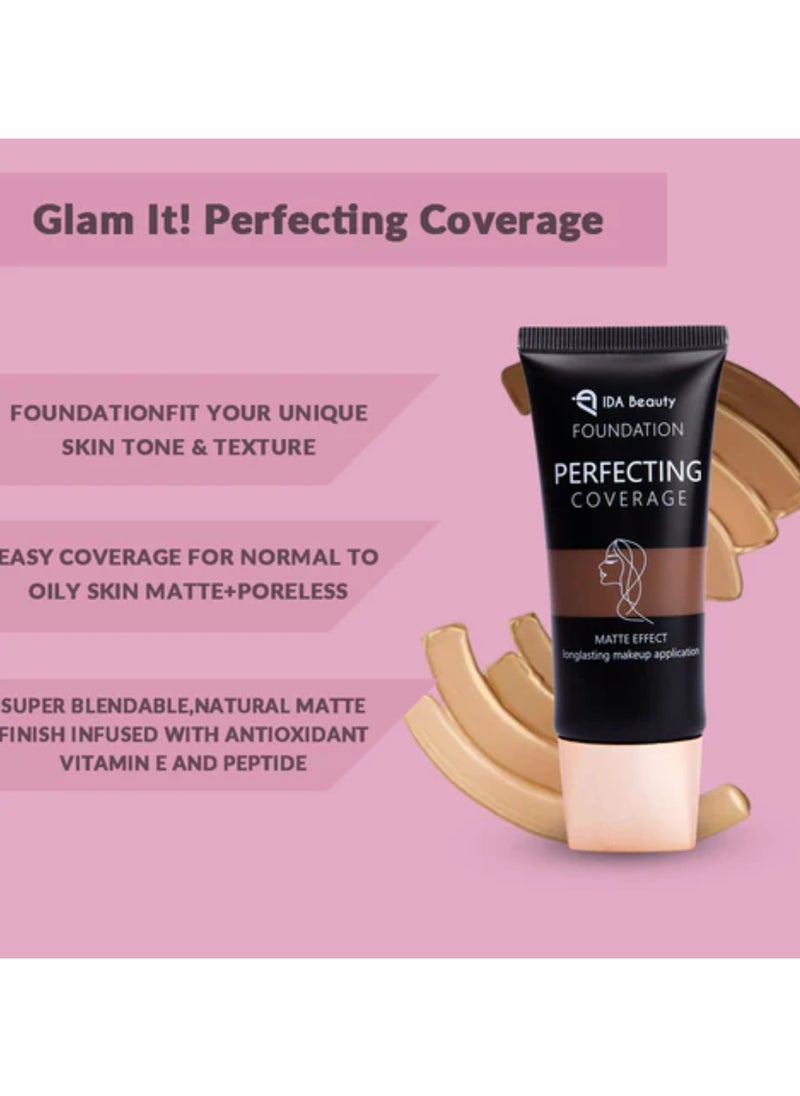 IDA Beauty - Glam It! Perfecting Coverage Foundation | Full Coverage, Matte Finish, Long-Lasting, Lightweight | Vegan, Halal, Cruelty-Free - Image 1