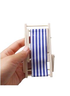 SYOSI 2 pcs Mini Beach Chair Mini Wooden Chair Beach Chair Model Mini Foldable Beach Chair Mini Furniture Accessories with Red Blue Stripe for Dollhouse Garden Accessory  - Image 5