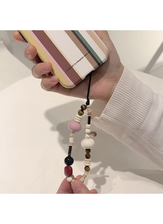 NIBEMINENT Beaded Phone Lanyard, Anti Lost Removable Wrist Strap,Blue Minimalism Bracelet Pendant, Phone Keychain Lanyard 