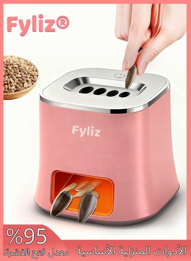 Fyliz Electric Melon Seed Peeler, Automatic Sunflower Seed Peeler, USB Rechargeable Sunflower Seed Cracker Machine, Seed Peeling Machine Four-Hole Peeler Sheller Opener (Pink) - Image 1