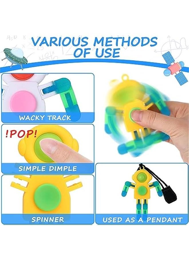 Arabest 24Pcs Pop Fidget Spinners Bulk - Deformable Astronaut Fidget Spinner Keychain Robot Gyro Fidget Spinner for Kids Adults Glow in The Dark Sensory Toys Easter Party Favors Classroom Prizes  - Image 4