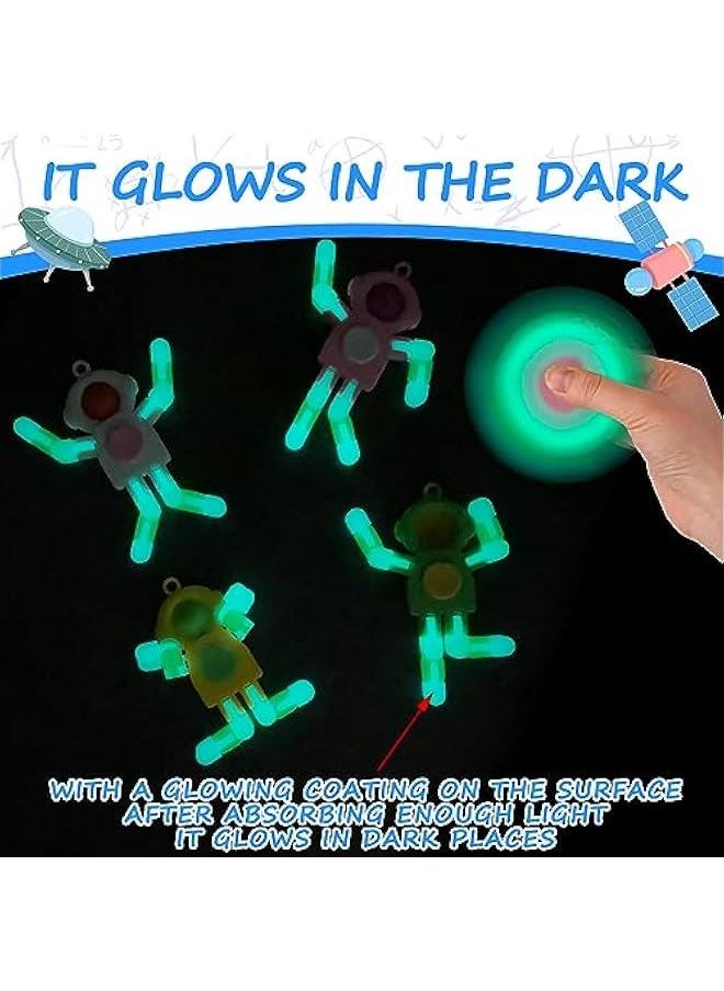 Arabest 24Pcs Pop Fidget Spinners Bulk - Deformable Astronaut Fidget Spinner Keychain Robot Gyro Fidget Spinner for Kids Adults Glow in The Dark Sensory Toys Easter Party Favors Classroom Prizes  - Image 5