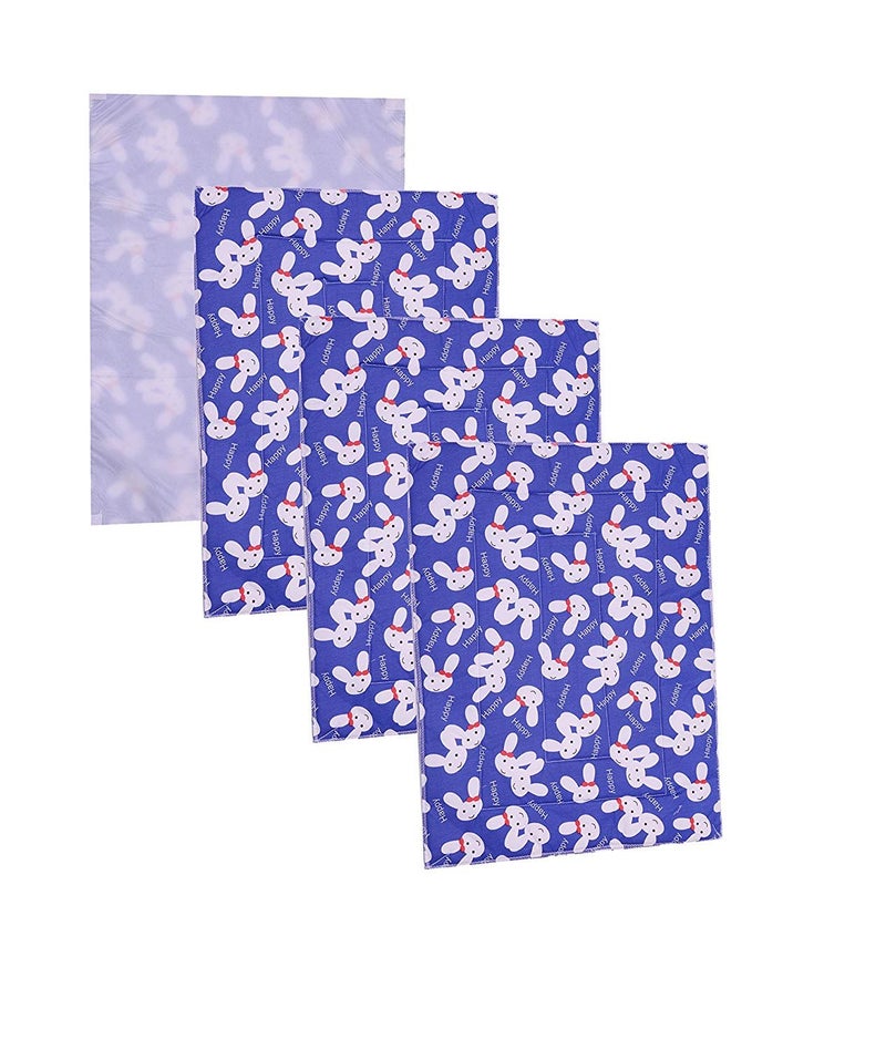 Goodluck Changing mat for New Born Baby - Plastic & Cotton Foam Cushioned Baby Waterproof Sheets - Baby Sleeping mat Pack of 3+1 Blue - Image 1
