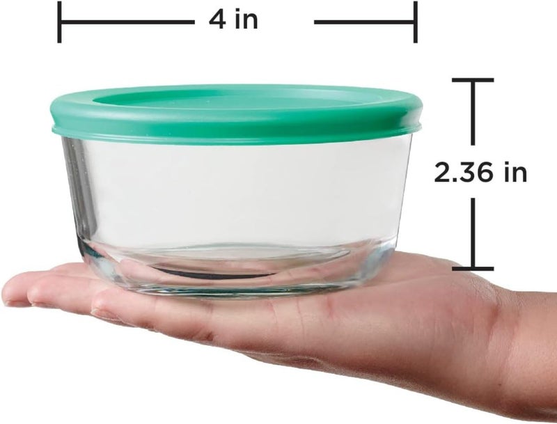 Incrizma 250 ml Small Round Glass Storage Containers with Lids, Set of 3 Glass Food Storage Containers with Mint SnugFit Non-Toxic Plastic BPA-Free Lids, Freezer, Diswasher and Microwave Safe (250 ml) - Image 4