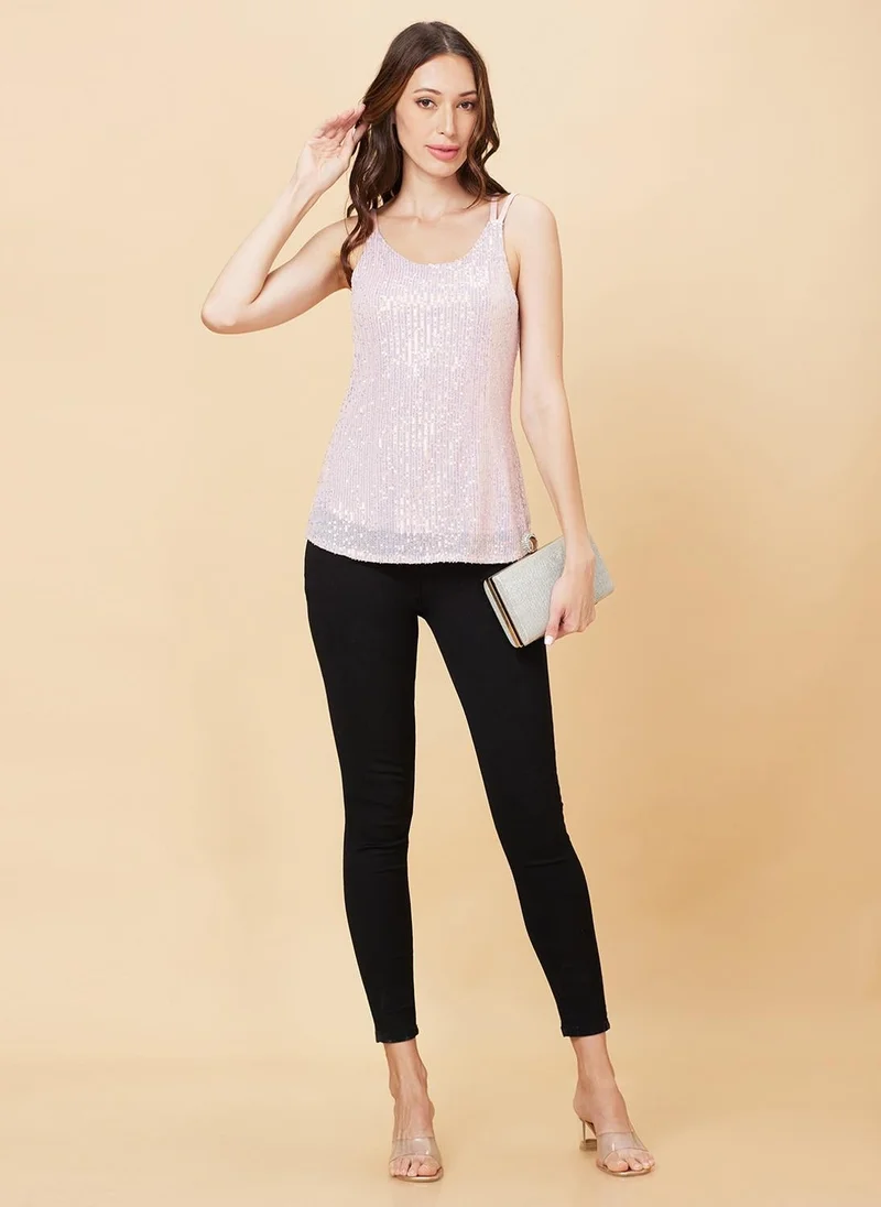 globus Globus Women Sequinned Shoulder Straps Party Tank Top