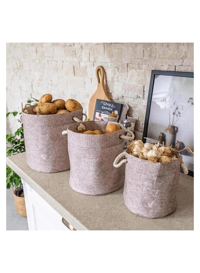 الاس هوم كوليكشن سلة مستديرة من اللبّاد مقاس 35x50 سم - Image 2