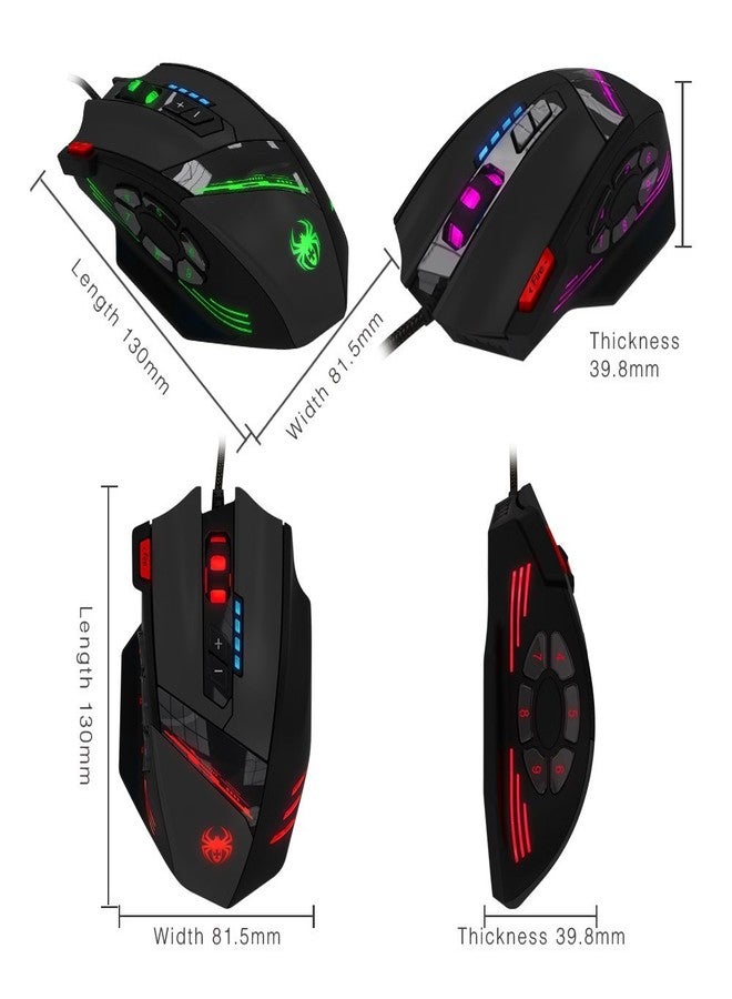 AFUNTA 12 Programmable Buttons C12 Gaming Mouse, AFUNTA Laser Double-Speed Adjustment 8000DPI Mice Support 4 Level Switch - Image 3