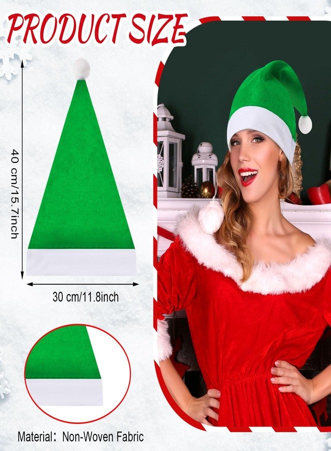 Vicenpal 100 Pcs Christmas Santa Hats Bulk Adult Christmas Hats Non Woven Fabric Xmas Claus Party Holiday Party Supplies(Green) - Image 2