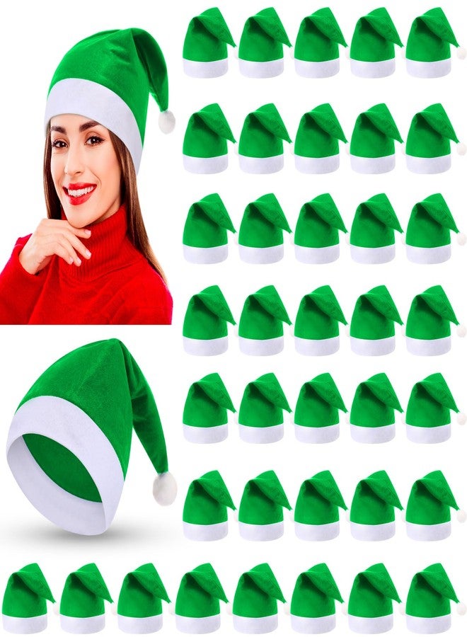 Vicenpal 100 Pcs Christmas Santa Hats Bulk Adult Christmas Hats Non Woven Fabric Xmas Claus Party Holiday Party Supplies(Green) - Image 1