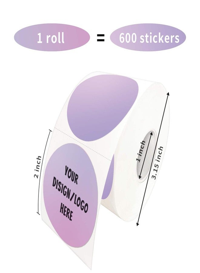 Yeachlaing 2 Inch Purple Round Thermal Sticker Labels, Self-Adhesive Circle Direct Thermal Labels, Multi-Purpose Roll Sticker Labels for DIY Logo Design, QR Code, Name Tag（ 600 Labels，1 Roll） - Image 2