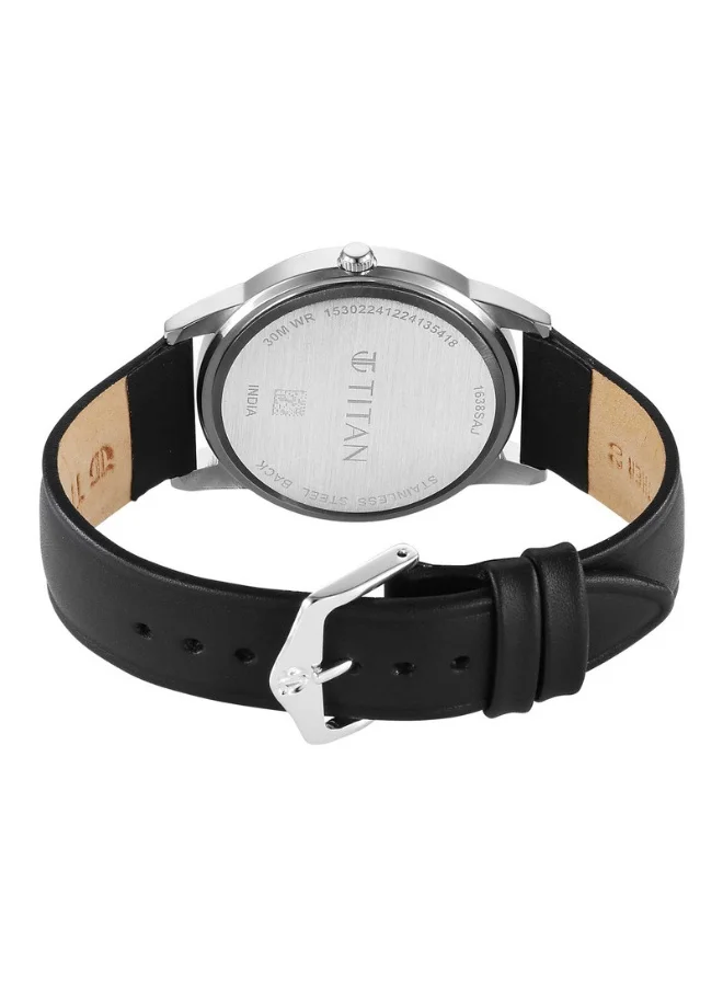 TITAN  Quartz Analog with Day & Date Black Dial Black Leather Strap Watch for Men - 1638SL03  | Best Price UAE