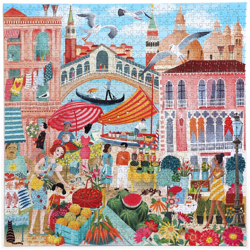 eeBoo 1000 Piece Puzzle  Venice Open Market Jigsaw Puzzle for Adults Square 23 x 23 Made with Recycled Board  VegetableBased Ink - Image 3