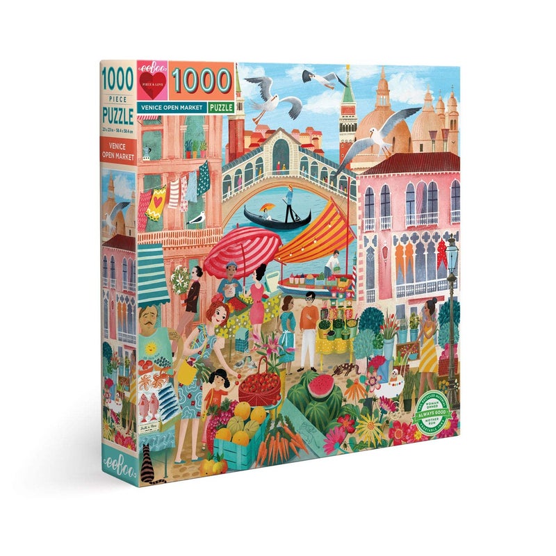 eeBoo 1000 Piece Puzzle  Venice Open Market Jigsaw Puzzle for Adults Square 23 x 23 Made with Recycled Board  VegetableBased Ink - Image 2