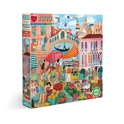 eeBoo 1000 Piece Puzzle  Venice Open Market Jigsaw Puzzle for Adults Square 23 x 23 Made with Recycled Board  VegetableBased Ink - Image 1