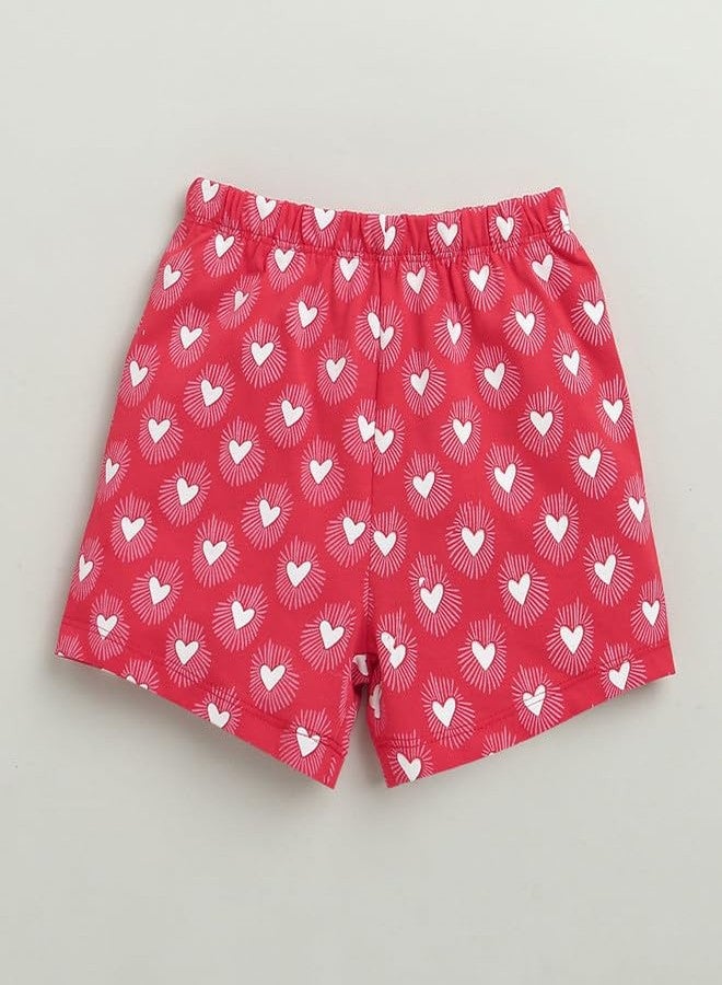 BUMZEE طقم تيشيرت وشورت قطني بأكمام نصفية للبنات من بامزي، لون أحمر - مقاس 12-18 شهرًا (Peb10468D-red) - Image 4