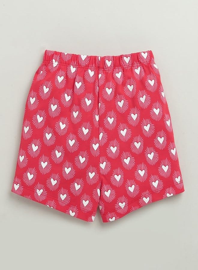 BUMZEE طقم تيشيرت وشورت قطني بأكمام نصفية للبنات من بامزي، لون أحمر - مقاس 12-18 شهرًا (Peb10468D-red) - Image 5