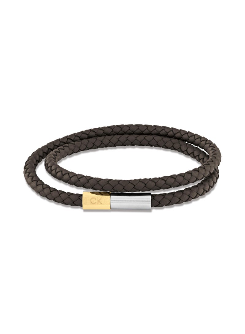 CALVIN KLEIN JEWELRY INDUSTRIAL FACETS MENS LEATHER BRACELET - 35100044 - Image 1