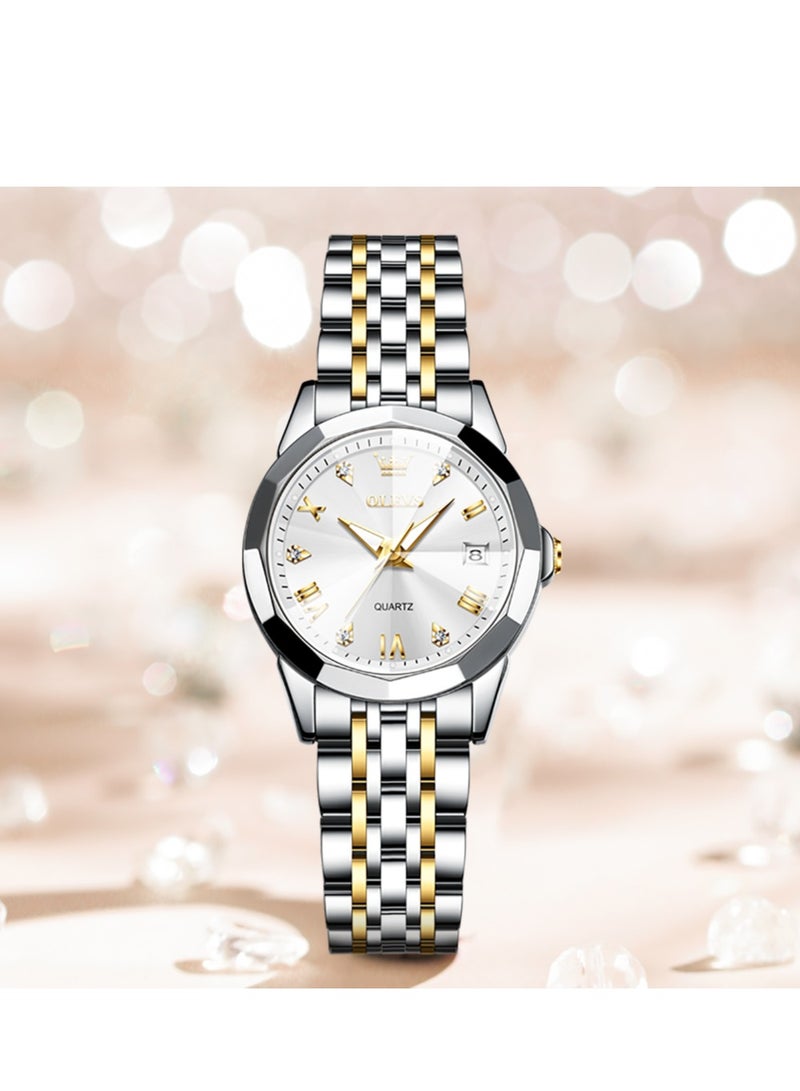 OLEVS Top Brand Women's Watches Elegant Rhombus Mirror Original Quartz Ladies Wristwatch Stainless Steel Waterproof Luminous New - Image 1