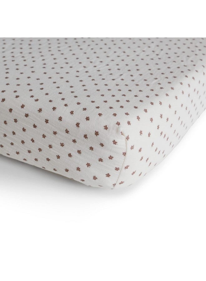 mushie Extra Soft Muslin Fitted Mini Crib Sheet | 24"x 38" (Bloom) - Image 2