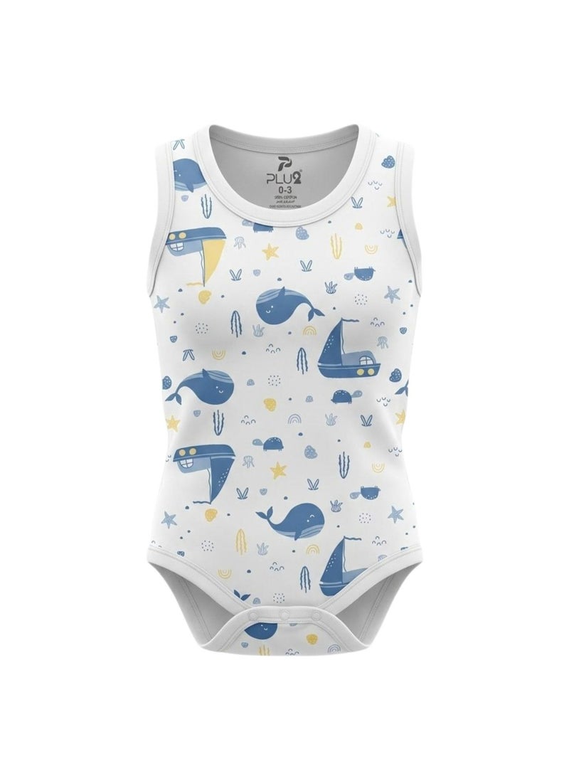 Pluto Pack of 3 Cotton 100% Sleeveless Printed Bodysuit for Baby Boy - Image 3