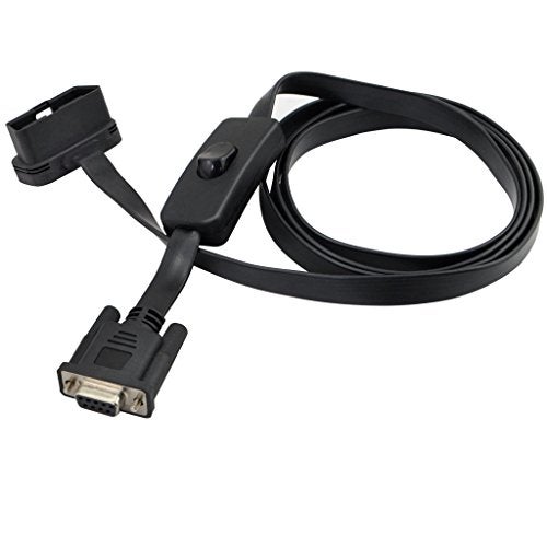 OLLGEN أدابتر كابل OBD 2 OBDII 16 دبوس ذكر إلى DB9 تسلسلي RS232 أنثوي 1.5م 5 قدم مع مفتاح طاقة - Image 3