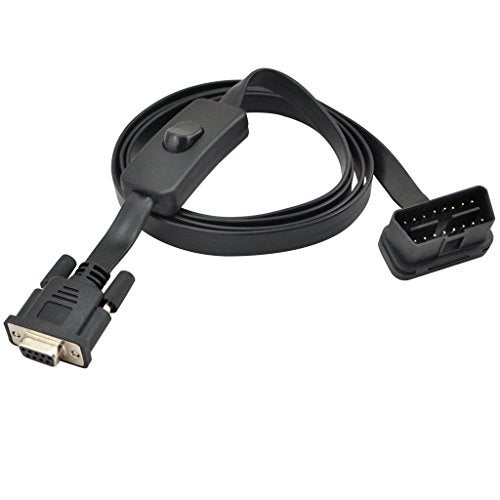OLLGEN أدابتر كابل OBD 2 OBDII 16 دبوس ذكر إلى DB9 تسلسلي RS232 أنثوي 1.5م 5 قدم مع مفتاح طاقة - Image 1