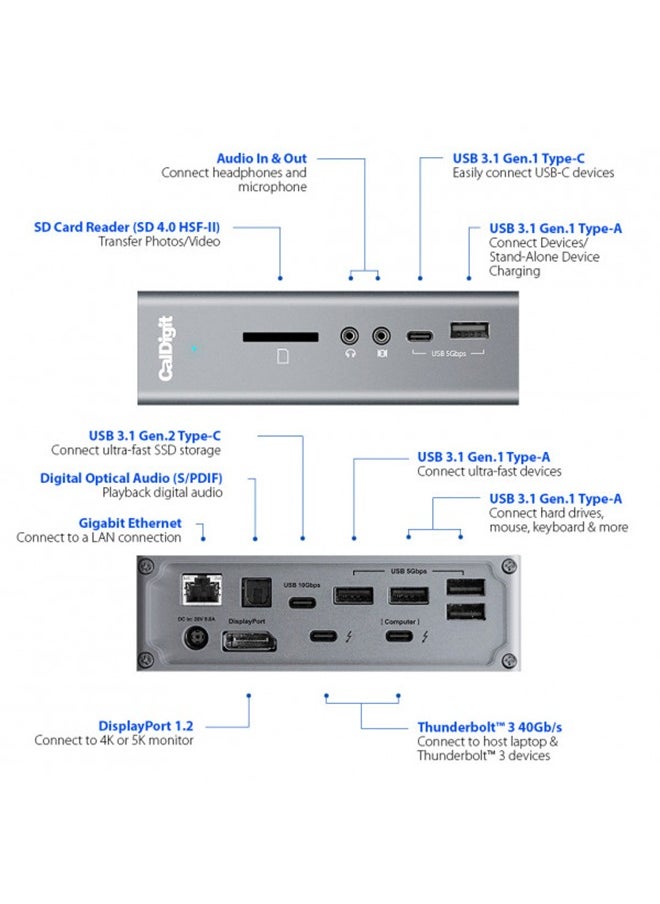 TS3 Plus (0.7m) - Thunderbolt Station 3 Plus (Space Gray) with [Certified] Thunderbolt 3 Cable