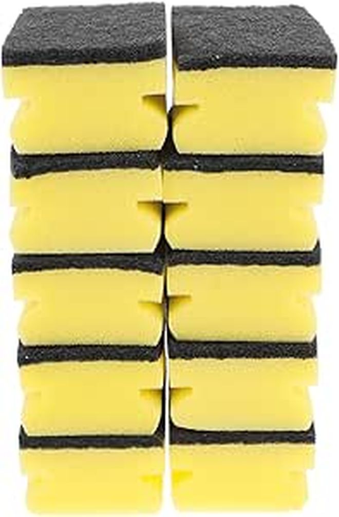 إسفنجات مطبخ عالية الكثافة للأطباق وغسيل السيارات، إسفنجة تنظيف غير قابلة للخدش، 10 قطع، أسود، فرك منزلي متين - Image 1