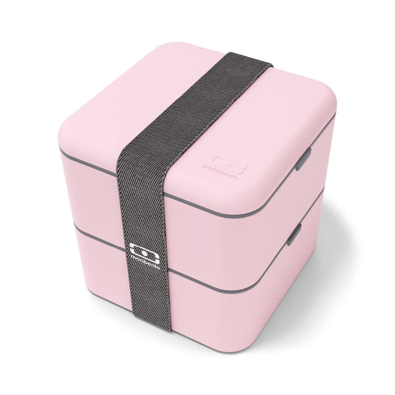 monbento Large Bento Box MB Square Litchi with Compartments Made in France Sustainable and Smart Leakproof Lunch Box for Work and Meal Prep BPA Free Food Grade Safe Pink