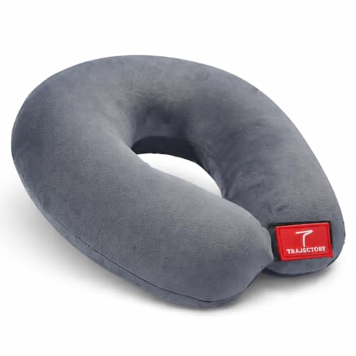 Trajectory Travel Neck Pillow for Travelling and Sleeping in Airplane Flight, Cab, Car, Train, Bus for Men and Women Grey (As seen on Shark Tank) - Image 1